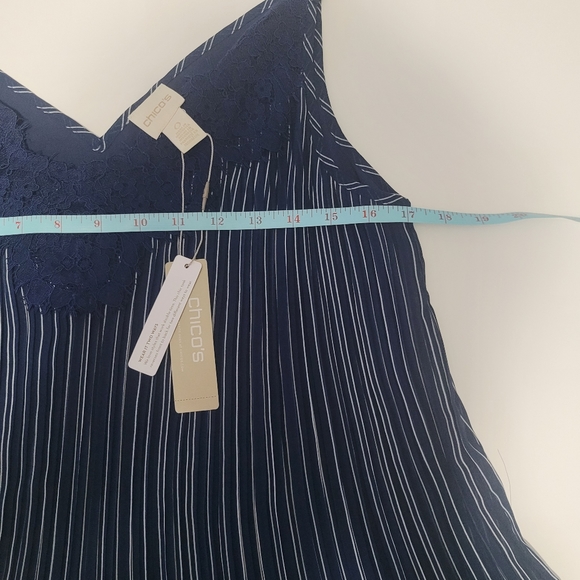 Chico's Convertible Tank Top Women's Size 0 (S) Sleeveless Lace Striped Blue - Picture 3 of 10